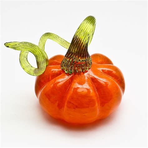 Green Stem Pumpkin Orange By Bryan Goldenberg Art Glass Sculpture