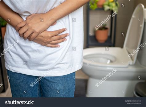 Woman Diarrhea Symptom Sick Woman Suffering Foto Stok 1494930740