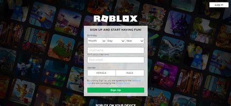 Roblox The Game Login And Sign Up