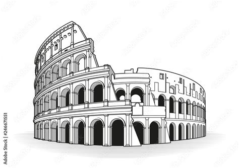 Rome Coliseum Hand Drawn Outline Doodle Icon Vector De Stock Adobe Stock