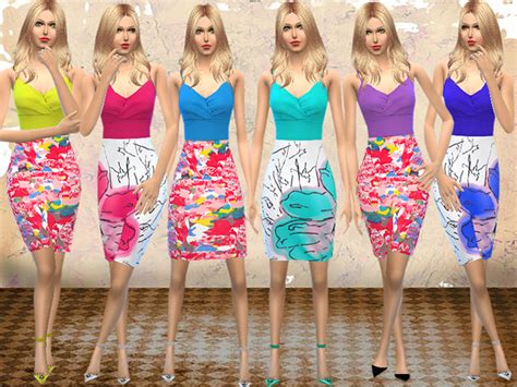 The Sims Resource Floral Color Block Dress By Melisainci • Sims 4