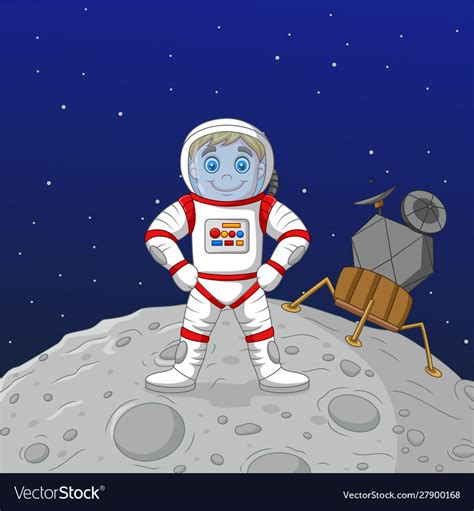 Astronaut Cartoon On Moon