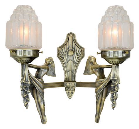 Shop bellacor for art deco wall sconces designed by currey & company, regina andrew, and more! Vintage Hardware & Lighting - Art Deco Two Arm Solid Brass Figural Wall Sconce (208-ES2-DK)