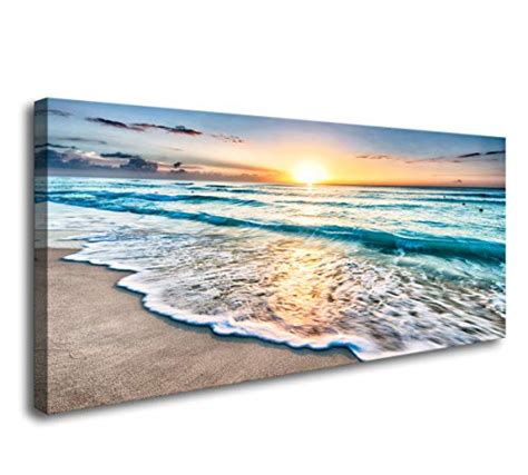 Baisuart S02262 Canvas Prints Wall Art Beach Sunset Ocean Waves Nature