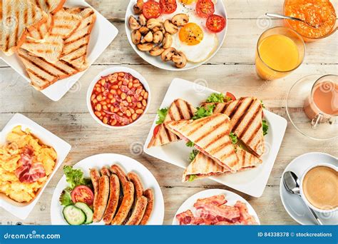 Overhead View Of A Table With English Breakfast Stock Photo Image Of