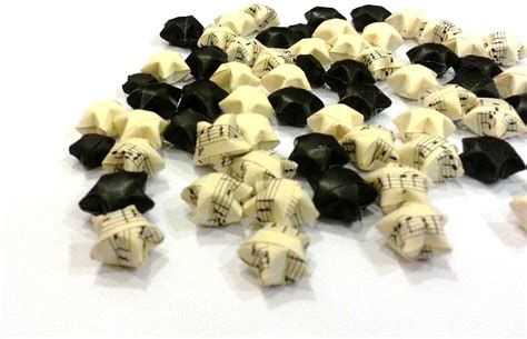 Origami Lucky Stars Musical Notes In Beige And Black By Bagncraft