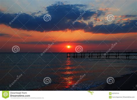 Natural Sea Sunset View Stock Photo Image Of Horizon 92767010