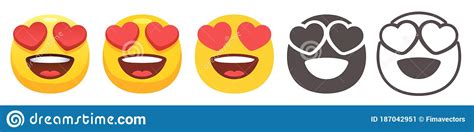 Heart Shaped Eyes Emoji Stock Vector Illustration Of Happy 187042951