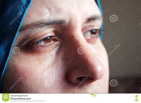 Crying Arab Muslim Woman Stock Image Image Of Depression 76022899