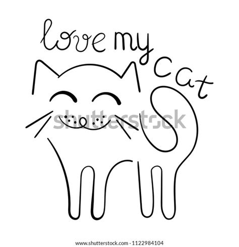 Cute Cat Words Love My Cat Stock Illustration 1122984104 Shutterstock
