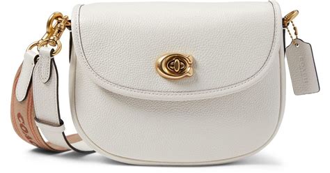 Coach Polished Pebble Leather Willow Saddle Bag In White Lyst
