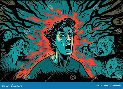 Illustration Of Person With Schizophrenia Experiencing Auditory And