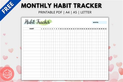 Free Monthly Habit Tracker Printable Graphic By Justbeyourself