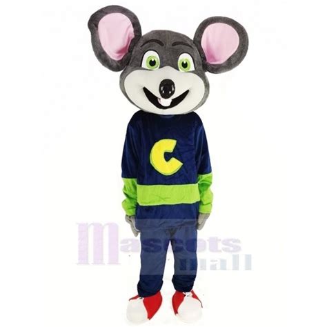 Chuck E Cheese Mouse Mascot Costume With Green Eyes