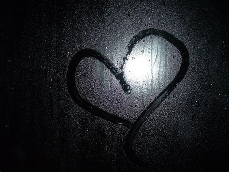 Glass Drops Rain Love Heart Dark Wallpaper Black Hd Wallpaper