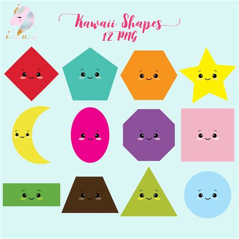 Kawaii Shapes Kawaii Clipart Shapes Clip Art Teachers Etsy Kawaii