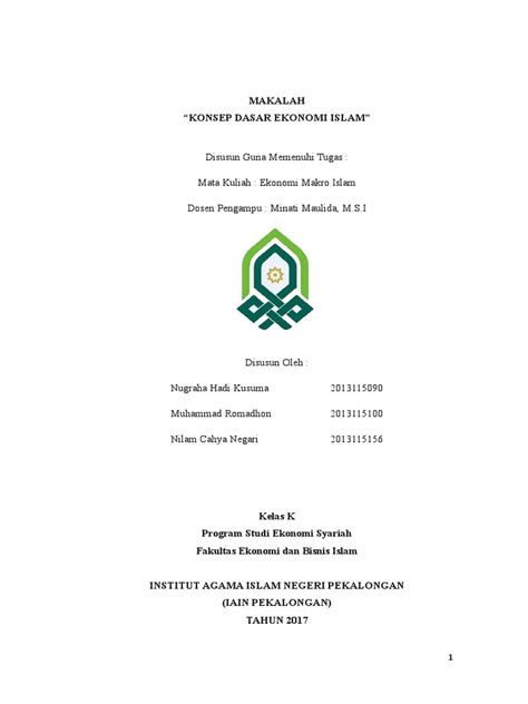 Keadilan gender dalam produk hukum islam di indonesia (telaah atas perkawinan. Makalah Konsep Dasar Dalam Ekonomi Islam..