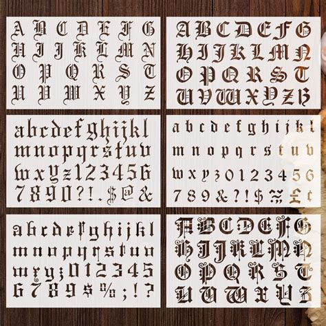 Buy 8 Pieces Old English Lettering Stencils Calligraphy Letter Stencils