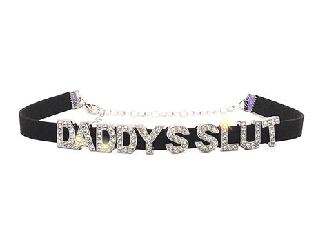 Daddys Slut Fuck Toy Sexy Choker Necklace For Owned Hotwife Slut Shared Slutty Hot Wife Sparkly