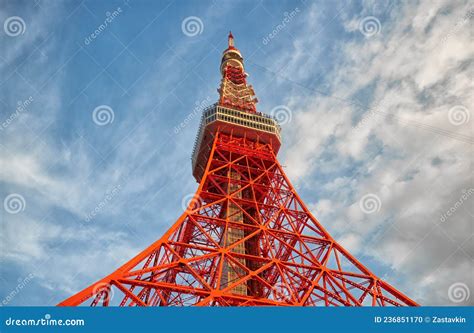 The Look Up At The Tokyo Tower Shiba Koen District Of Minato T Stock
