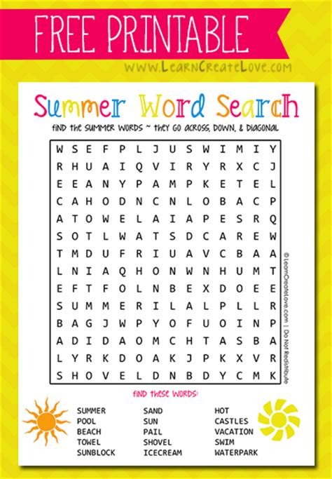 6 Best Images Of Summer Word Search Printable Activities