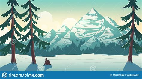 National Park Winter Landscape Cartoon Vector Stock Vector Illustration Of Park Nature 158361356