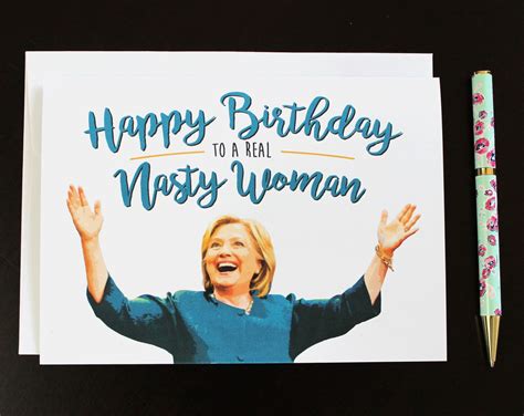 Nasty Woman Birthday Card Funny Birthday Card Political Etsy