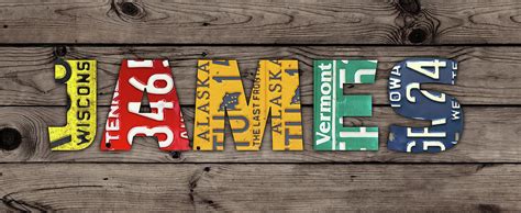 James Name Vintage License Plate Art Lettering Sign Mixed Media By