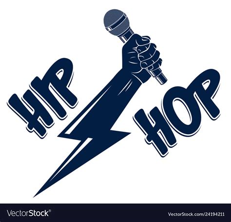 Rap Music Logo Or Emblem With Microphone In Hand Vector Image