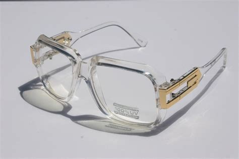Clear Frame Clear Lens Cazal Gazelle Style Sun Glasses Gold Metal Accents Dmc Clip On