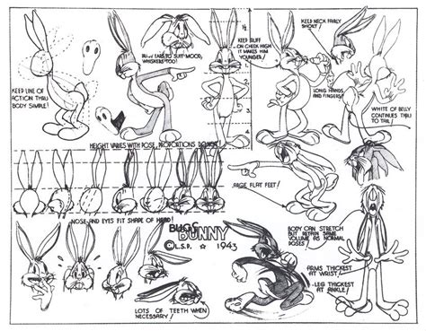 Model Sheets For Bugs Bunny And Lola Bunny Bugss Design Changed A Few