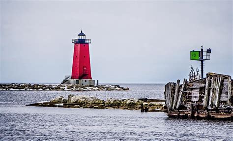 Manistique East Breakwater Lighthouse On Lake Michigan Photograph By