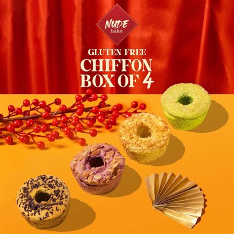 Jual NUDE Gluten Free Chiffon Box Of 4 Pcs Imlek CNY Hampers Shopee