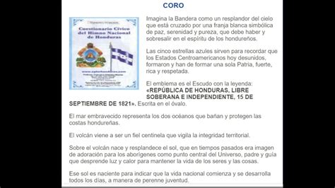 Coro Explicacion Himno De Honduras Youtube