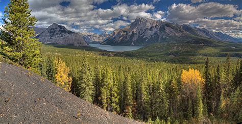 Mountains Canada Scenery Forests Banff Alberta Nature Wallpaper