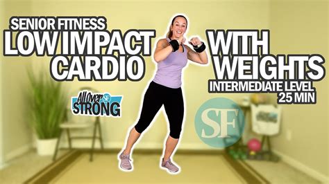 Senior Fitness Low Impact Cardio Workout With Weights Intermediate Level Min Youtube