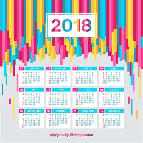 Free Vector Colorful 2018 Calendar