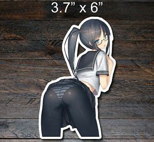 Jdm X Waifu Anime Girl Striped Panties Waifu Ecchi Lewd Sticker Vinyl Decal Bumper Bodrumwasuma