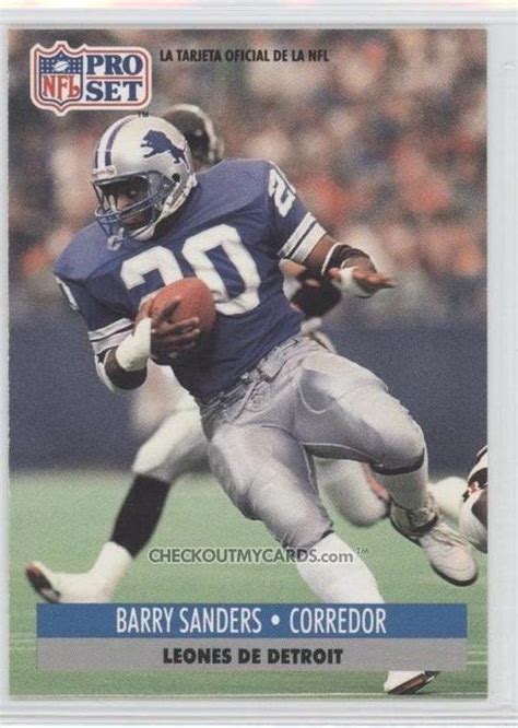 Rookie cards, autographs and more. RARE Official NFL Barry Sanders Card in SPANISH book value 5 dollars | Football cards, Detroit ...