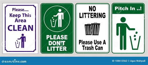 Green And White Signs To Pick Up Trash Stock Vector Illustration Of