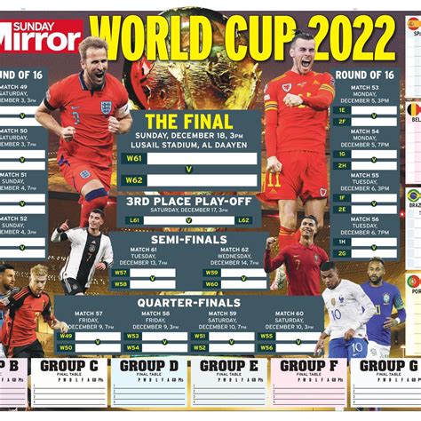 Fifa World Cup Qatar 2022 Printable Wall Chart World Cup Fixture