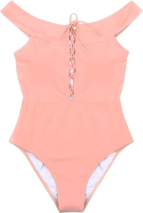 pink strapless one piece women s peach pink solid lace up one piece swimsuit girls lace up