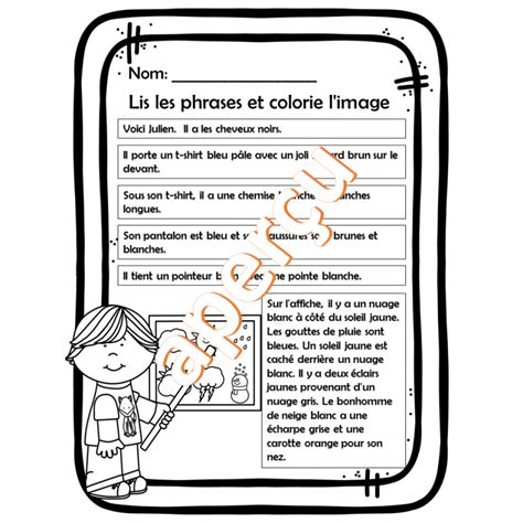 Activité de lecture Lis et colorie - La rentrée | Teaching french ...
