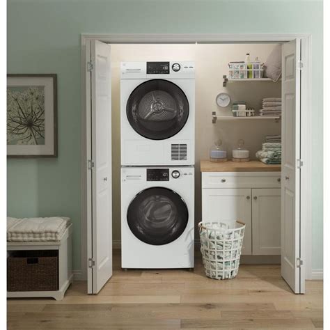 Ge 24 Cu Ft High Efficiency Stackable White Front Loading Washing