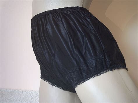 ladies sheer black vintage nylon and lace trim panties knickers size w m l ebay