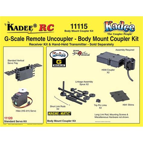 11115 Kadee Rc G Scale Remote Coupler Body Mount Coupler Kit