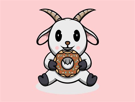 Cute Goat Eating Donut By Cubbone On Dribbble