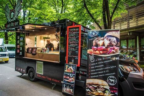 Burger Truck Serving Hamburgers To The Rhythm Of Rock Music Food