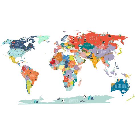 The Lovely Wall Company World Interactive Map Wall Decal And Reviews