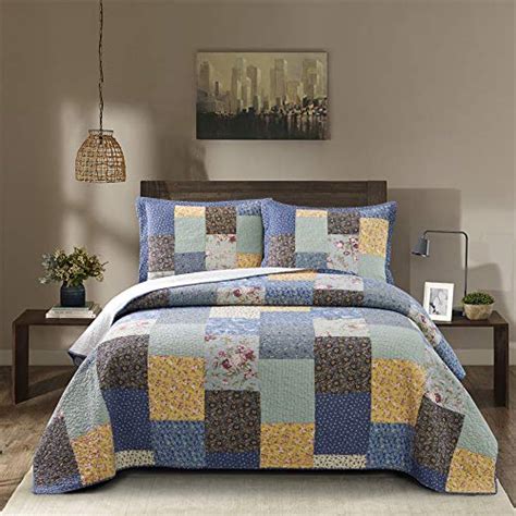 Kasentex Contemporary Multi Print Quilt 100 Cotton Embroidery